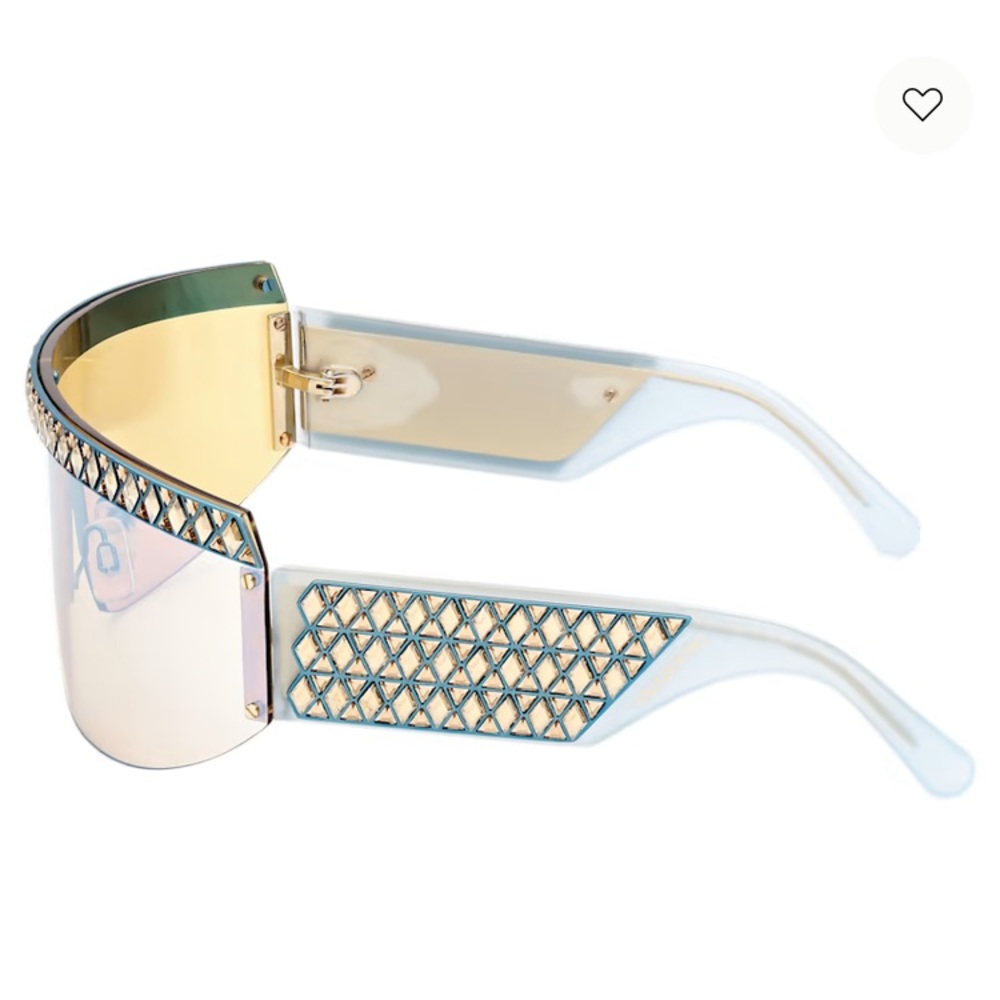 SWAROVSKI Crystal Shield Mask Sunglasses SK0363 Blue Gold Mirror Rare New $700